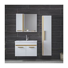 Alfa Banyo Yeni Gold Beyaz 80+35 cm Boy Dolaplı Banyo Dolabı Takımı