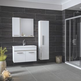 Alfa Gold Beyaz Gri 115 cm Boy Dolaplı Banyo Takımı
