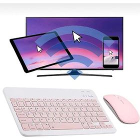 Alfa MEC Apple iPad Air 13 2024 Uyumlu Pembe Kablosuz Bluetooth Klavye-Mouse