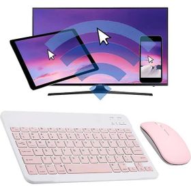 Alfa MEC Samsung Galaxy Tab S7 Plus T970 T975 T976 Uyumlu Pembe Kablosuz Bluetooth Klavye-Mouse