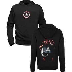 Alfa Tshirt Captain America Baskılı Siyah Ön Arka Baskılı Erkek Sweatshirt
