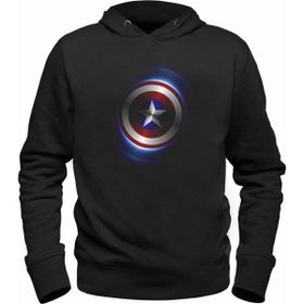 Alfa Tshirt Captain America Siyah Kapşonlu Erkek Sweatshirt
