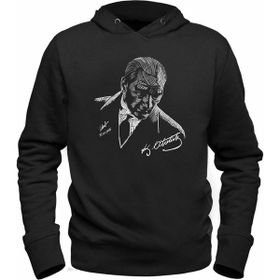 Alfa Tshirt M.kemal Atatürk Siyah Kapşonlu Erkek Sweatshirt