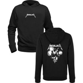 Alfa Tshirt Metallica Baskılı Siyah Ön Arka Baskılı Erkek Sweatshirt