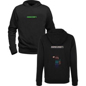 Alfa Tshirt Minecraft Baskılı Siyah Ön Arka Baskılı Erkek Sweatshirt