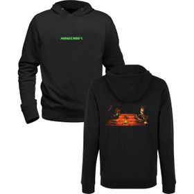 Alfa Tshirt Minecraft Baskılı Siyah Ön Arka Baskılı Erkek Sweatshirt