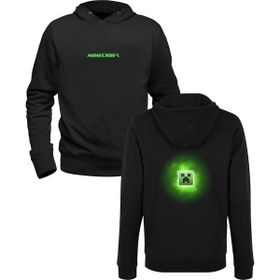Alfa Tshirt Minecraft Baskılı Siyah Ön Arka Baskılı Erkek Sweatshirt
