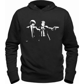 Alfa Tshirt Pulp Fiction Siyah Kapşonlu Erkek Sweatshirt