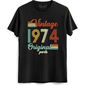 Alfa Tshirt Vintage 1974 Original Parts Kısa Kollu Siyah Erkek T-shirt