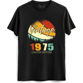 Alfa Tshirt Vintage 1975 Retro Kısa Kollu Siyah Erkek T-shirt