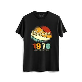 Alfa Tshirt Vintage 1976 Retro Kısa Kollu Siyah Erkek T-shirt