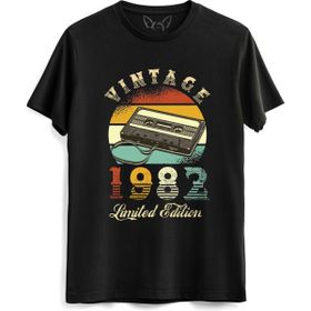 Alfa Tshirt Vintage 1982 Limeted Edition Kısa Kollu Siyah Erkek T-shirt
