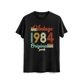 Alfa Tshirt Vintage 1984 Original Parts Kısa Kollu Siyah Erkek T-shirt