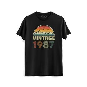 Alfa Tshirt Vintage 1987 Eskitme Siyah Erkek T-shirt