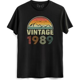 Alfa Tshirt Vintage 1989 Eskitme Siyah Erkek T-shirt