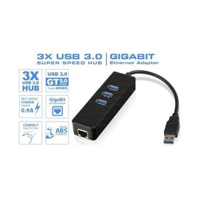 Alfais 4263 USB 3.0 To Ethernet Gigabit RJ45 3 Port Hub Çoklayıcı Adaptör