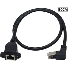 Alfais 4350 RJ45 Dişi Erkek 0.5 mt Dirsek 90 Derece Panel Tipi Cat6 Uzatma Montaj Kablosu