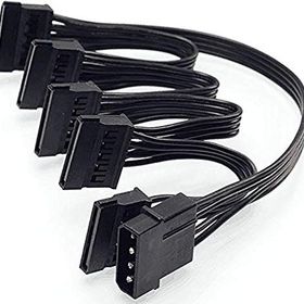 Alfais 4355 Molex IDE 4 Pin To 5 Port Sata Power HDD 60 cm Güç Çoklayıcı Kablo