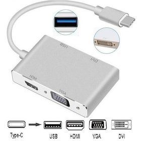 Alfais 4498 USB 3.1 Type-C To HDMI / VGA / DVI / USB 3.0 Dönüştürücü Adaptör