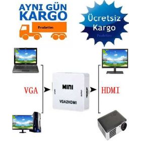 Alfais 4554 VGA to HDMI Kablo Çevirici Dönüştürücü Adaptör