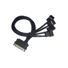 Alfais 4598 Sata Power To Fan Çevirici 4 Port Y Pin PWM Çoklayıcı Splitter Fan Kablosu