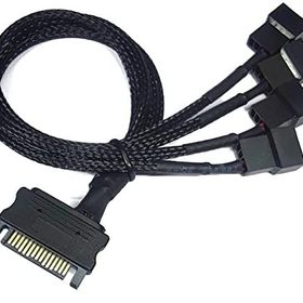 Alfais 4598 Sata Power To Fan Çevirici 4 Port Y Pin PWM Çoklayıcı Splitter Fan Kablosu
