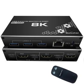 Alfais 4669 USB 3.0 4K HDMI KVM 2 Port RJ45 Ethernet Kumandalı PC Kasa Klavye Mouse Çoklayıcı Switch
