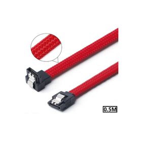 Alfais 4739 Naylon Örgü Hasır L 90 Dirsek Köşeli Sata3 7 Pin 6gbs SSD HDD Data Veri Kablosu