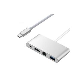 Alfais 4771 USB 3.1 Type C To HDMI USB 3.0 Gigabit Ethernet Çevirici Dönüştürücü Adaptör