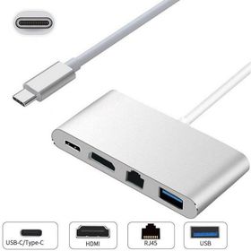 Alfais 4771 USB 3.1 Type C To HDMI USB 3.0 Gigabit Ethernet Çevirici Dönüştürücü Adaptör