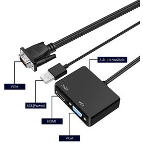 Alfais 4772 VGA To VGA + HDMI + 3.5 mm Çevirici Adaptör