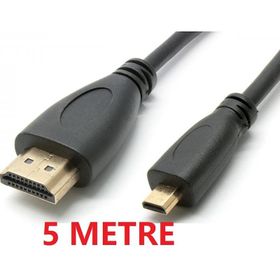 Alfais 4776 Micro to Siyah 5 m Çevirici Dönüştürücü HDMI Adaptör Kablosu