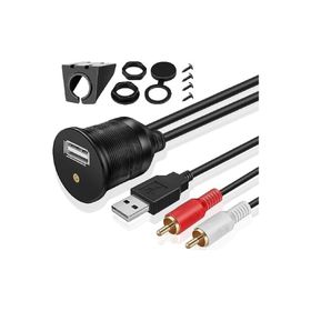 Alfais 4825 USB 2RCA 3.5 mm Araç İçi Kontrol Paneli AUX Uzatma Ek Kablosu