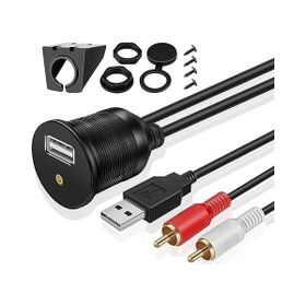 Alfais 4825 USB 2RCA 3.5 mm Araç İçi Kontrol Paneli AUX Uzatma Ek Kablosu