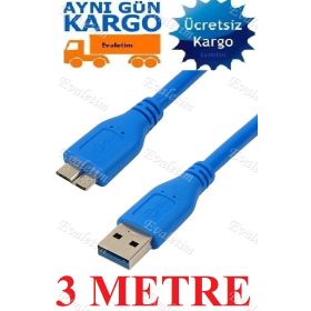 Alfais 4914 USB 3.0 Micro Type B 3 m Ara Harddisk Bağlantı Kablosu
