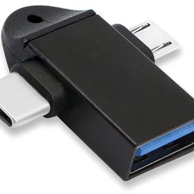 Alfais 4965 Siyah Micro Type-C 3 In 1 USB Dönüştürücü Çevirici Adaptör