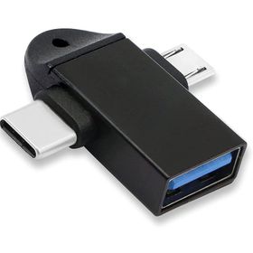 Alfais 4965 Siyah Micro Type-C 3 In 1 USB Dönüştürücü Çevirici Adaptör