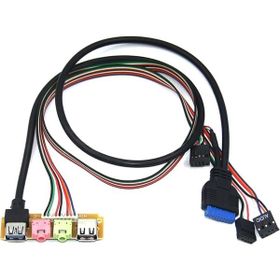 Alfais 4986 Pc Ön Panel 9 19 Pin Usb 2.0 2.0 3.5 mm Port Kulaklık Mikrofon Kablosu Çevirici Dönüştürü