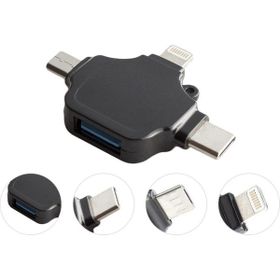 Alfais 5003 Lightning iPhone Type-C Micro USB 3in1 USB 3.0 Dişi Mouse Flash Otg Çevirici Adaptör