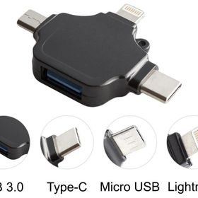 Alfais 5003 Lightning iPhone Type-C Micro USB 3in1 USB 3.0 Dişi Mouse Flash Otg Çevirici Adaptör