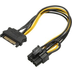 Alfais 5062 Bakır 20 cm Sata To 6+2 Pin 8 Pin Ekran Kartı Power Çevirici Kablo