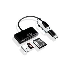 Alfais 5256 Type-C Micro USB 3 in 1 SD Microsd Kart Okuyucu OTG Çevirici Kablosu