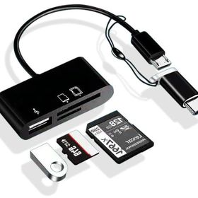 Alfais 5256 Type-C Micro USB 3 in 1 SD Microsd Kart Okuyucu OTG Çevirici Kablosu