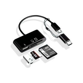 Alfais 5256 Type-C Micro USB 3 in 1 SD Microsd Kart Okuyucu OTG Çevirici Kablosu