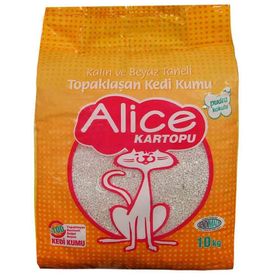 Alice Kartopu 10 kg Kalın ve Beyaz Taneli Topaklaşan Pudra Kokulu Kedi Kumu