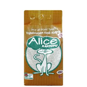 Alice Kartopu 5 kg İnce Ve Beyaz Taneli Topaklaşan Pudra Kokulu Kedi Kumu