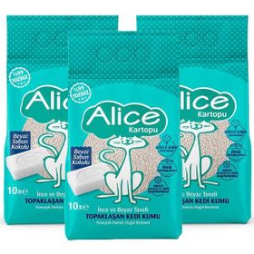 Alice Kartopu İnce Taneli Beyaz Sabun Kokulu 3x10 lt Kedi Kumu