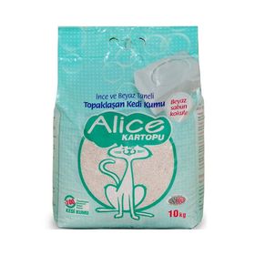 Alice Kartopu İnce ve Beyaz Taneli Beyaz Sabun Kokulu Topaklaşan 10 kg Kedi Kumu
