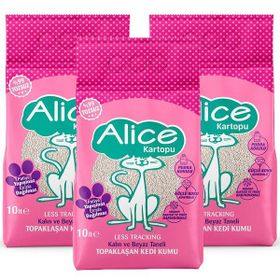 Alice Kartopu Kalın ve Beyaz Taneli Pudra Kokulu 3x10 lt Kedi Kumu