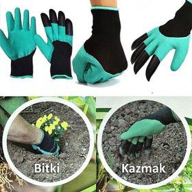 Alife Gri Toprak Kazma Ekme Çapalama için Korumalı Bahçe Bahçivan Eldiveni